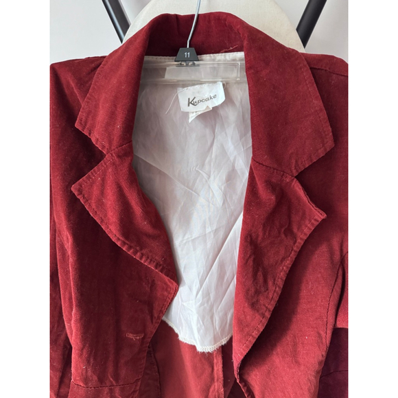 Women's Kupcake Red Corduroy Blazer Size S - Picture 2 of 7